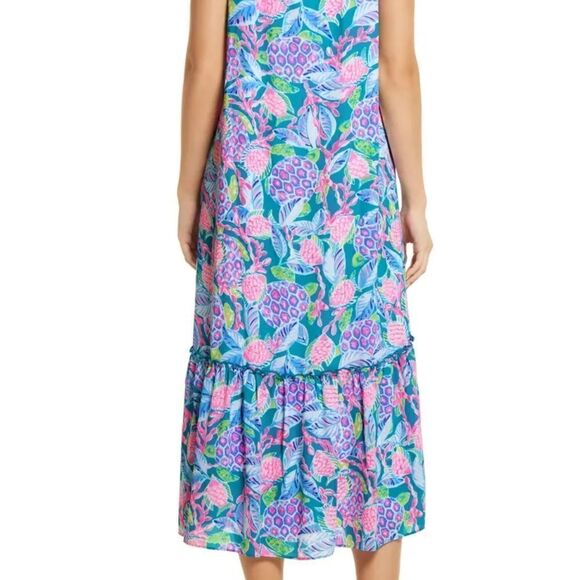 LILLY PULITZER ❀ Winni Midi Dress Maldives Green Turtle Wave (S) NWT - Picture 4 of 9